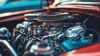 Closeup of a Classic Car Engine