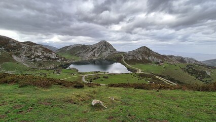 lake and mountains in spain 
