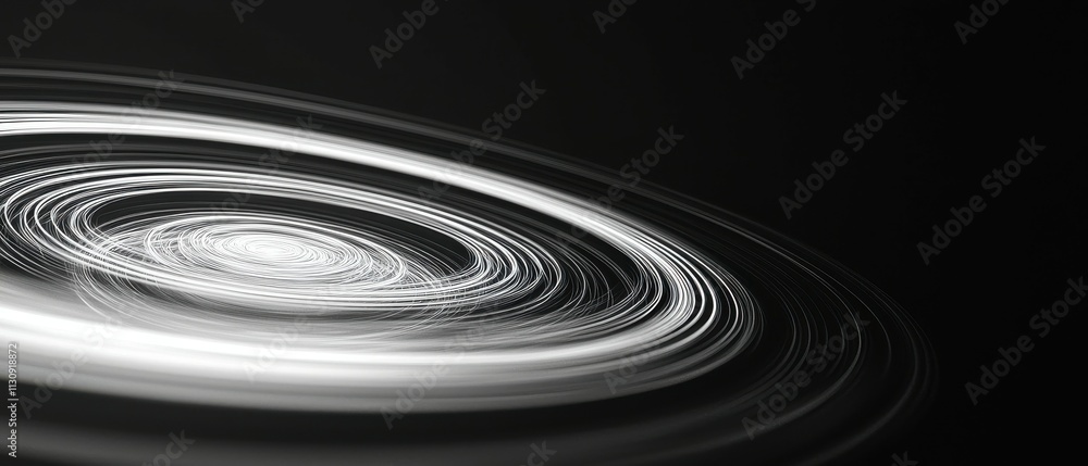 Poster surreal concentric rings floating in abstract digital space and multi-dimensional perspectives