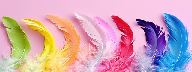 Colorful bird feather pattern closeup macro view 