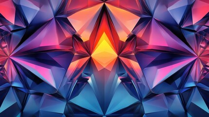 Vibrant geometric abstract design showcasing dynamic colors of blue, orange, and pink in a modern art style.