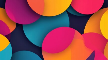 Vibrant abstract circles in shades of pink, orange, and blue creating a lively and energetic composition.