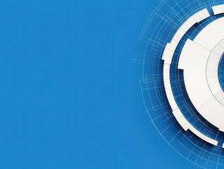 Obraz premium Minimalist blueprint of a flood defense system, clean geometric lines, futuristic tones