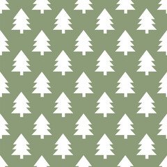 Obraz premium Seamless pattern with white tree on an olive background.