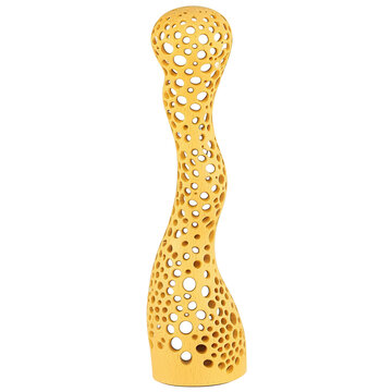 Fototapeta Artistic yellow sculpture with transparent background modern design contemporary art studio environment close-up view