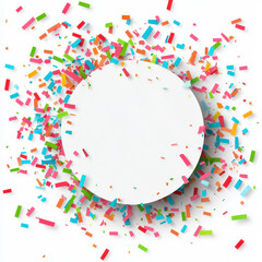 Stylish "Happy New Year" text, shimmering confetti background, 3D illustration, isolated on white background