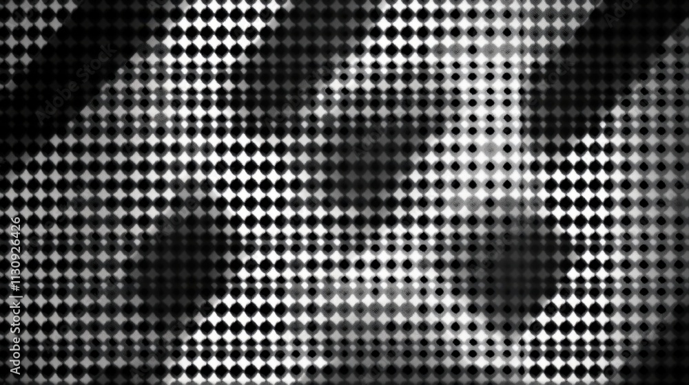 Poster abstract black and white pattern with dotted textures and varying shades, creating a dynamic visual 