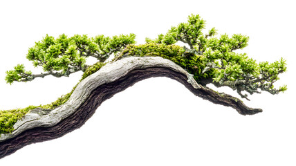 Curved branch with lush green foliage.