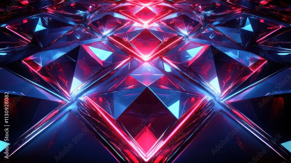 Aufkleber abstract close-up of a vibrant geometric pattern with reflective surfaces and colorful lighting effe