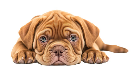 Obraz premium Dogue de Bordeaux Puppy Lying Down with Sad Expression 