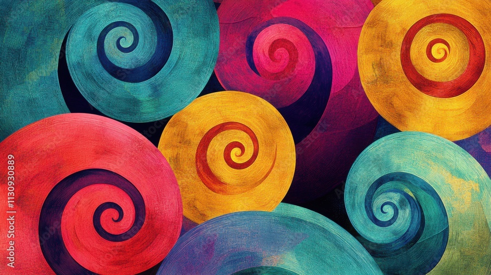 Poster vibrant abstract swirls in bold colors create a dynamic and artistic pattern that captivates the eye