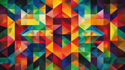 Fototapeta premium A vibrant abstract geometric composition featuring an array of colorful triangles and shapes in a harmonious blend.