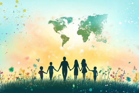 Conceptual Banner Design for Global Family Day: International Family Day Wishing Greeting Card with Family Illustration - Powered by Adobe