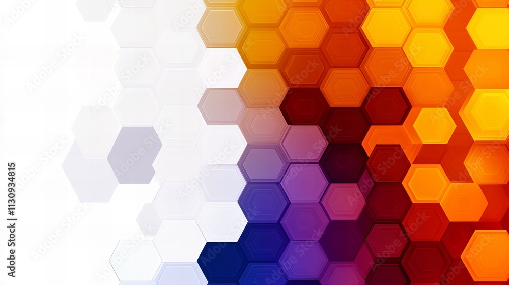 Aufkleber abstract hexagonal pattern in vibrant hues of orange, yellow, and purple, creating a modern and dyna