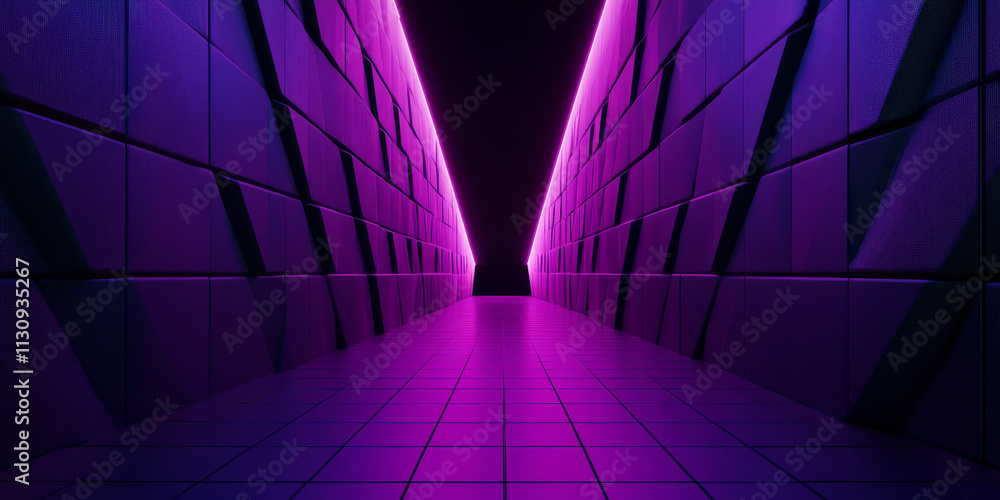 Poster futuristic jet black background with a 3d triangular block structure. the wall's texture is enhanced