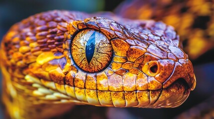Fototapeta premium Intense Gaze of a Captivating Snake Eye against a Dark Mysterious Background
