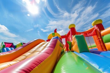 Inflatable slide outdoors on clear day