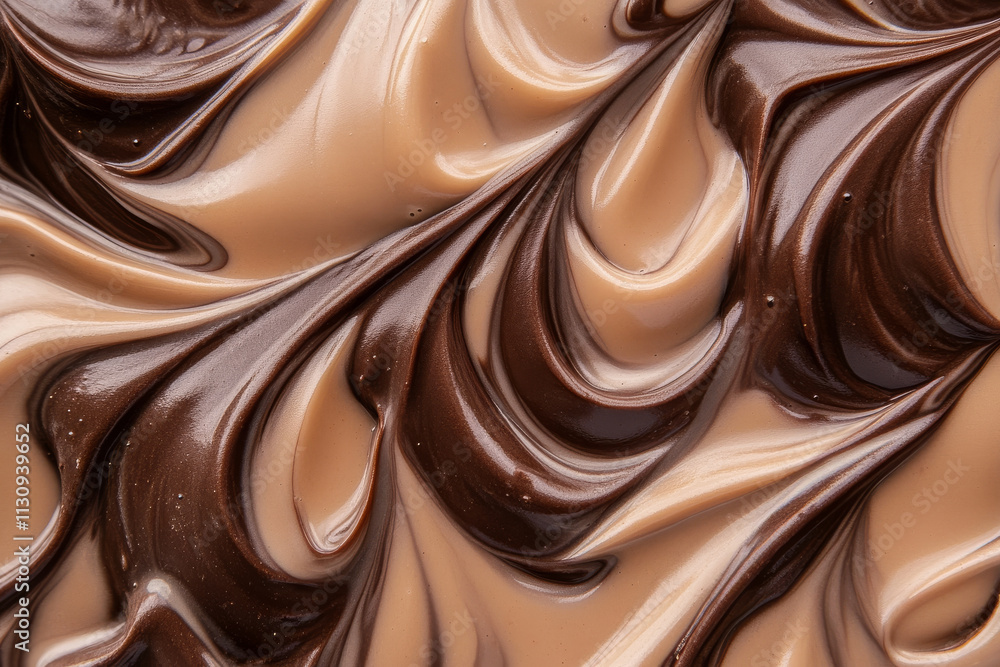Poster a smooth mocha mousse pattern featuring intricate marbling of light caramel and deep chocolate tones