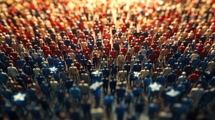 Fototapeta premium Civil Rights Advocacy Red and Blue Pins Symbolizing Unity and Diversity in Social Justice Movements, Empowerment and Change