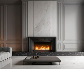 Aesthetic elegant minimalist modern interior design. Clear mock up empty wall for decoration in the apartment. Copy space in the room. Neutral palette of natural colors.