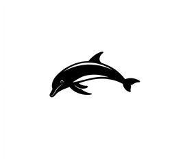 Obraz premium Dolphin, a simple silhouette in black color against a white background