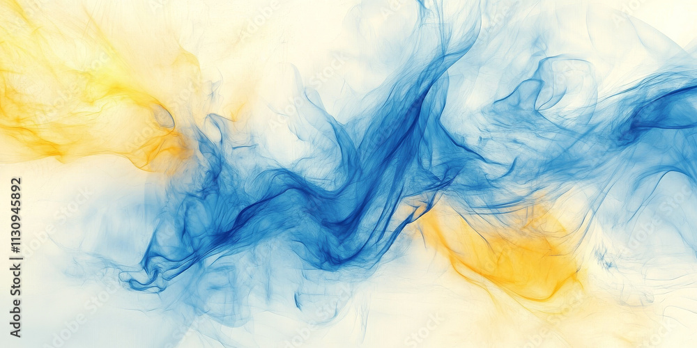 Poster bright electric blue and pale yellow abstract background with dynamic flowing shapes. gradients crea