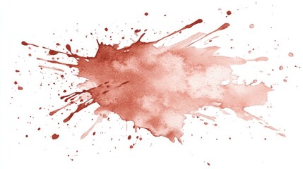Fototapeta premium Peach watercolor splash on white background. Vector brown watercolour texture. Ink paint brush stain. Watercolor pastel splash. Peach water color splatter on light background