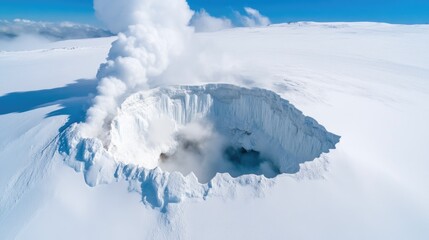 Tectonic shift creating steam from snow