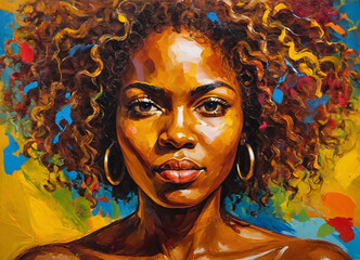 colorful painting of African woman portrait