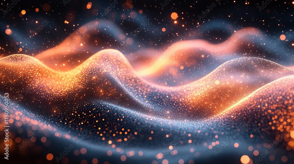 Wall mural abstract digital waves and particles create a futuristic background, perfect for digital design and 