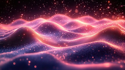 Obraz premium Abstract digital waves and particles create a futuristic background, perfect for digital design and art