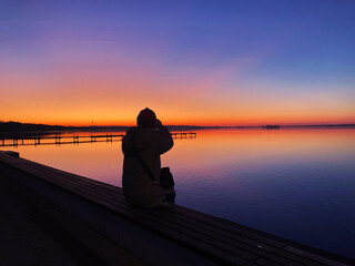 Steinhuder Meer, Sonnenuntergang in Steinhude, Herbst