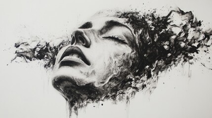 Fototapeta premium Abstract Portrait in Black Ink