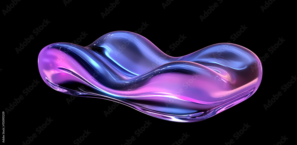 Aufkleber colorful translucent blob floating in a dark space with vibrant lighting effects. abstract art illus