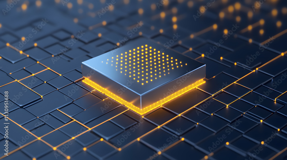 Poster innovative technology development digital circuit board 3d illustration futuristic environment close