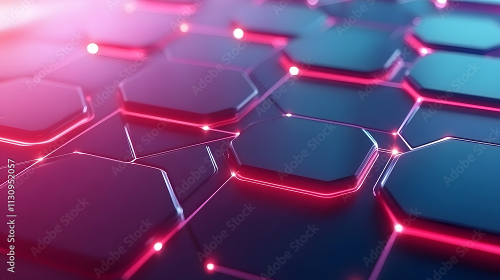 Poster dynamic hexagonal patterns digital space abstract visuals futuristic environment close-up view techn