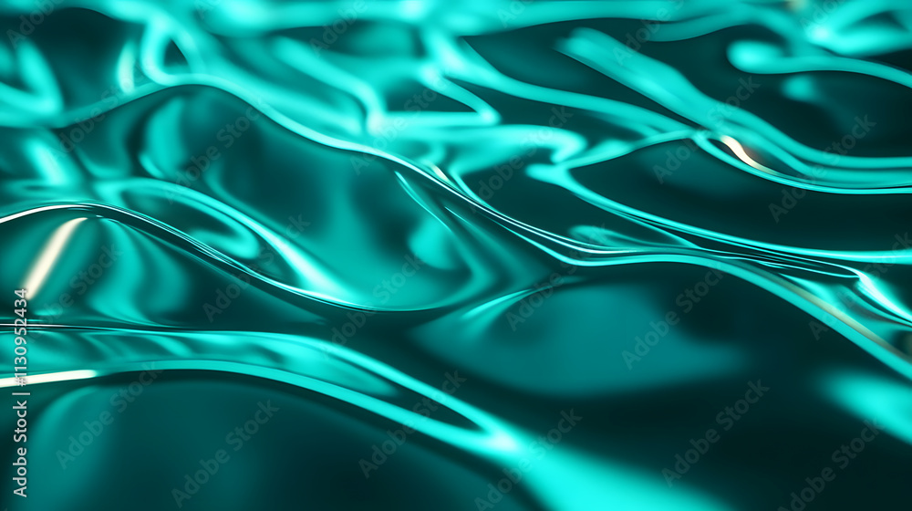 Poster dynamic aqua reflections abstract fluid surface digital art modern environment close-up view visual 