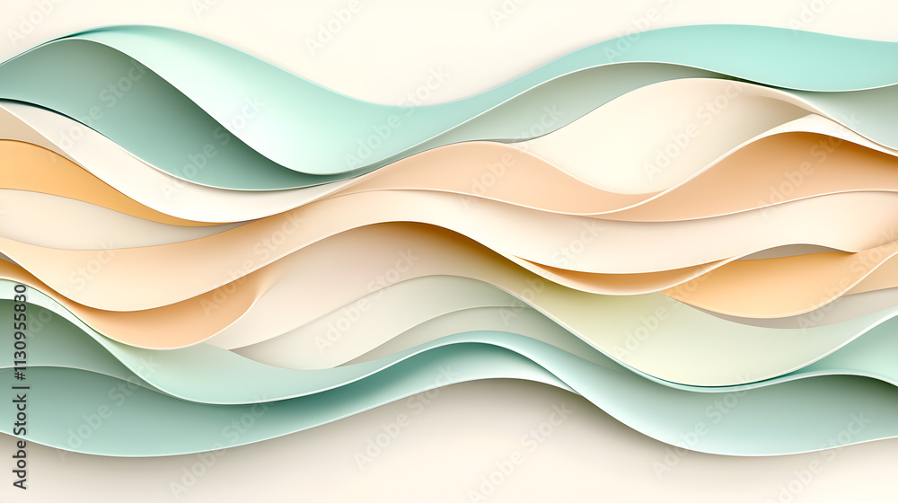 Poster dynamic wave patterns abstract art digital creation soft colors aesthetic design visual harmony for 