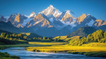 High mountain lakes, rivers, and grasslands