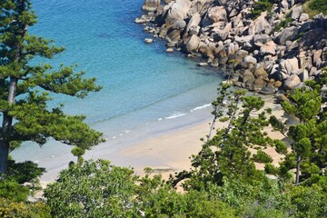The stunning white sand beaches and turquoise blue ocean around Magnetic Island in Queensland, australia