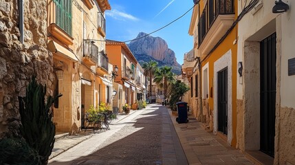 Obraz premium Picturesque old town of Calpe with charming streets and historic buildings, Comunidad Autonoma de Valencia