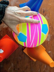 Colorful ball on the table 