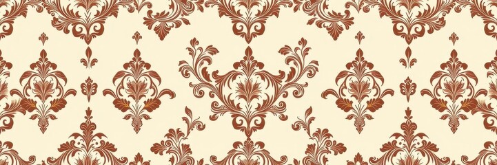 Fototapeta premium Intricate Seamless Damask wallpaper design in elegant gold and beige tones, seamless, intricate
