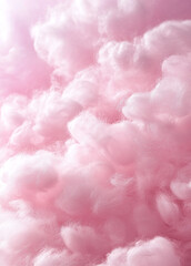 Fototapeta premium Fluffy pink cotton candy clouds filling the sky during a sunny day at the fairground