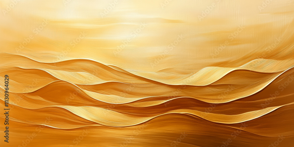 Aufkleber radiant golden and amber abstract canvas with luminous gradients and dynamic waves. subtle texture l