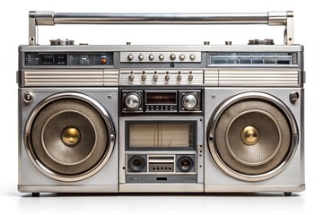 Obraz premium Vintage boombox radio isolated on a white background 