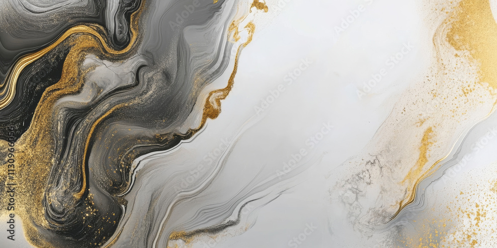 Poster muted gold and silver abstract background with smooth, fluid shapes. the gradients create an elegant