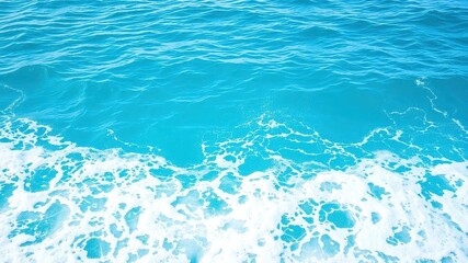 Obraz premium Pure blue turquoise ocean water with frothy waves, blue, waves, texture