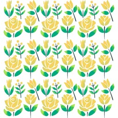 Minimalistic Isolated Seamless floral pattern set and pack of flowers and plants on white background colourful wallpaper paper wrap yellow Tulip tulips and rose roses