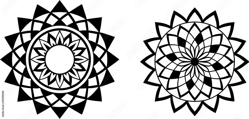 Poster set of circle geometric patterns. abstract decorative design elements. vector art.